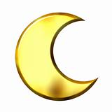 3D Golden Crescent Moon