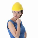Sexy young woman construction worker contractor