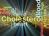 Cholesterol word cloud glowing