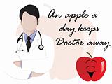 medical background with doctor and apple