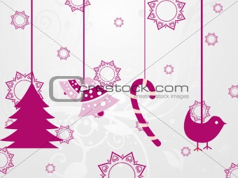 background with hanging xmas icons