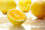 Fresh sliced yellow lemon