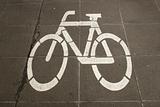 Sign of a bike at a bicycle lane