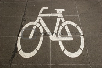 Sign of a bike at a bicycle lane