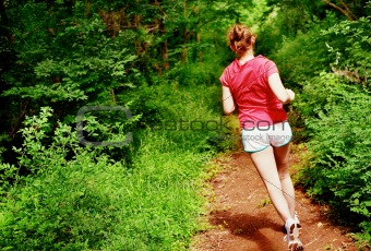 Woman In Red Running