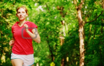 Woman In Red Running