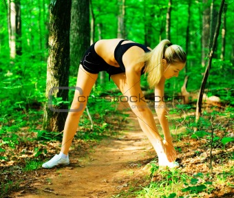 Blonde Woman Exercising 