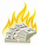 burning dollars - money concept