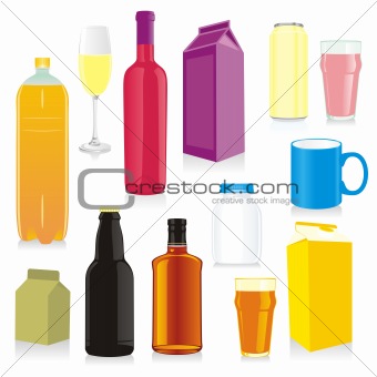 vector isolated drink containers