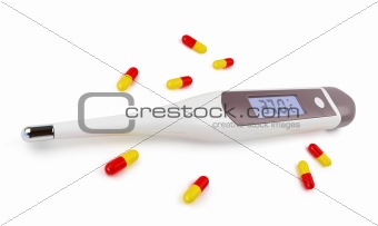 thermometer and pill