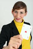 woman with playing card
