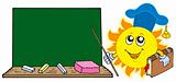 Sun teacher with blackboard