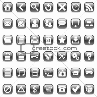 Set of 42 black icons for Web.