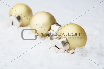Gold Christmas bauble decorations..