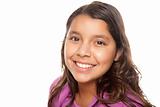 Pretty Hispanic Girl Portrait Isolated on a White Background.