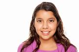 Pretty Hispanic Girl Portrait Isolated on a White Background.