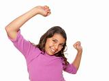 Happy Hispanic Girl Dancing Isolated on a White Background.