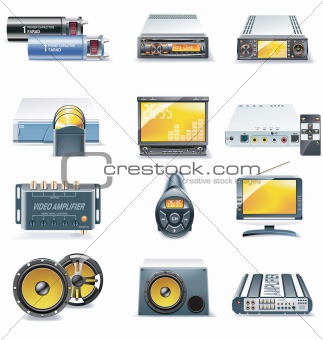Vector car stereo systems icons
