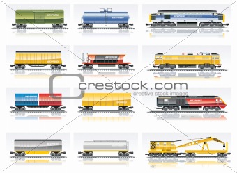 Vector railroad transportation icon set