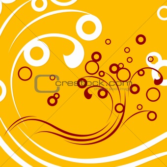 abstract background with circles and scrolls, vector illustratio