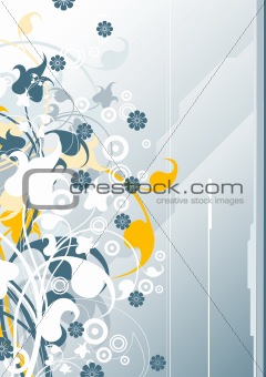 abstract vertical modern background with floral elements, vector