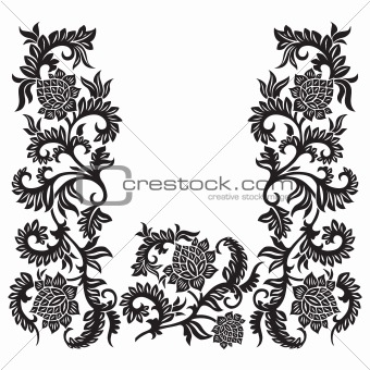 abstract decorative ornament with flower, vector illustration