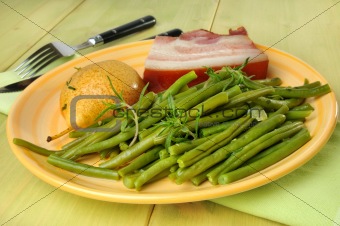 pear, beans and bacon