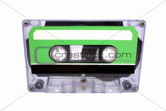 Compact Cassette isolated on white. Front view