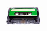 Compact Cassette isolated on white. Front perspective view