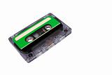 Compact Cassette isolated on white. Front right perspective view