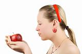 Lovely woman with apple