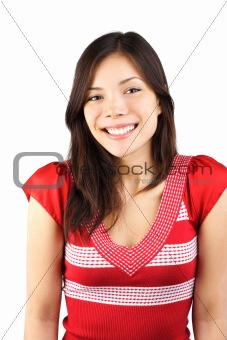 Cute timid smiling woman