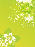 grungy flower with green bloom background