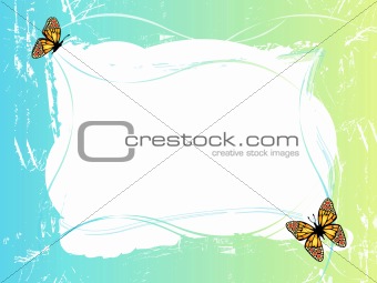 blue green frame with butterflies