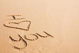 Love words written in the sand