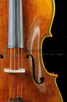 cello on a black background