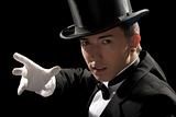 young magician with high hat 