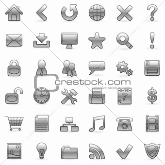 Set of 36 grey icons for Web.