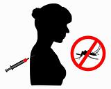 Black silhouette of woman gets an immunization