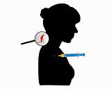 Black silhouette of woman gets an immunization