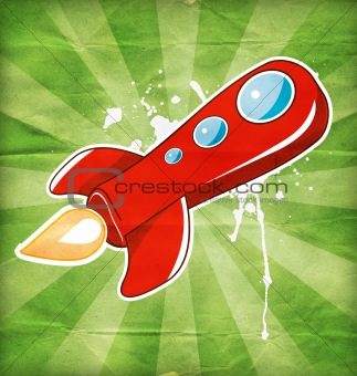vector illustration of flying the red rocket