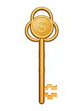 golden key with dollar