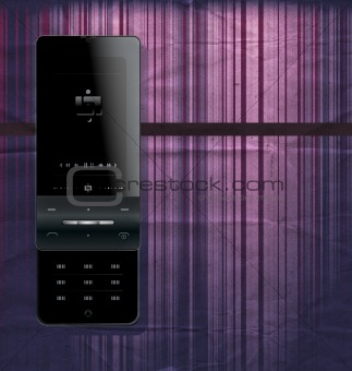 illustration of a cellular phone with patterns on the background