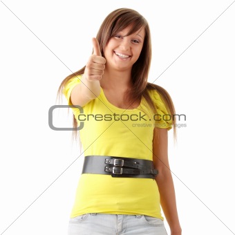 Teenage girl with thumbs up