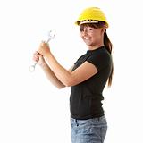 Young woman builder 