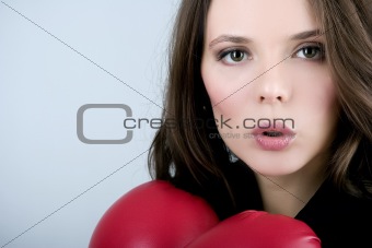 Pretty bussiness boxing woman