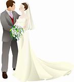 bride and groom in love wedding vector illustration