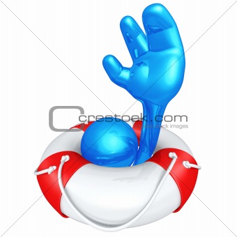 3D Character With Lifebuoy