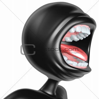 3D Character In Rage Screaming