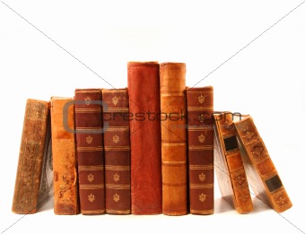 Old books against a white background
